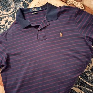 Polo by Ralph Lauren Pima Soft Touch Polo in Navy with Red Stripes